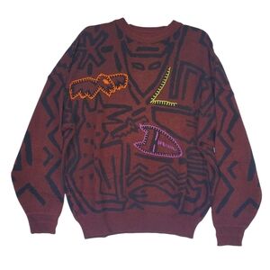 Vintage Sweater RARE Retro Embroidered Graphics Falke by Jeff Sayre